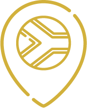 Gold reach icon featuring a segmented circular design.